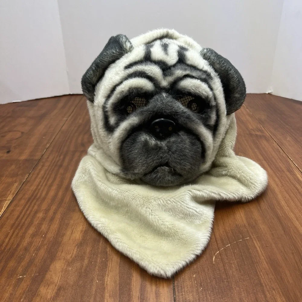 Pug Dog Halloween Costume Mask Adult One Size Plush Head Cosplay